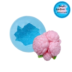 Khuôn Silicon - Hoa Mẫu Đơn - 6cm - Chùm Kèm Lá