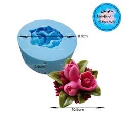 Khuôn Silicon - Hoa Tulip - SL180 - Chùm 3 Kèm Lá