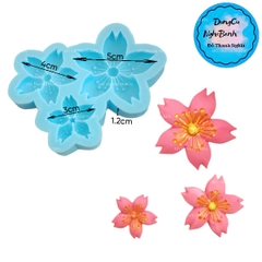 Khuôn Silicon - Hoa Mai Đào Nằm - 3-4-5cm - 3c Cánh Cắt