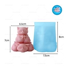 Khuôn Silicon - Động Vật - Mặt Mèo Xếp Chồng 7Cm