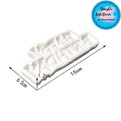 Khuôn Silicon - Chữ Happy - Hoa Đứng 15x6.5cm