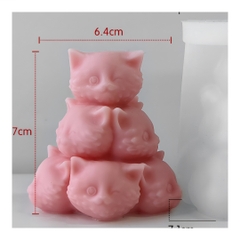 Khuôn Silicon - Động Vật - Mặt Mèo Xếp Chồng 7Cm