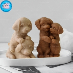 Khuôn Silicon - Động Vật - Chó Nằm Ôm Nhau 8.9cm