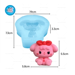 Khuôn Silicon - Mèo Kitty - Mèo Thắt Nơ  6.4cm