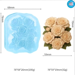 Khuôn Silicon - Hoa Chùm - Chùm Hoa Mẫu Đơn Kèm Lá 7cm