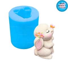 Khuôn Silicon - Động Vật - Con Thỏ Cài Hoa 7cm