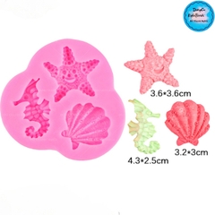 Khuôn Silicon - Sinh Vật Biển TH - 4.5cm Cá Ngựa Sò Sao - 3c