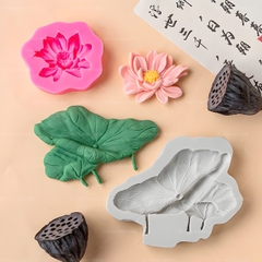 Khuôn Silicon - Mặt Ép Hoa Sen - Sen Cánh Rũ 4.5cm
