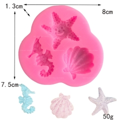Khuôn Silicon - Sinh Vật Biển TH - 4.5cm Cá Ngựa Sò Sao - 3c