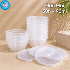 Hộp Nhựa - Mai Bánh Flan 90ml - Set 50