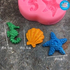 Khuôn Silicon - Sinh Vật Biển TH - 4.5cm Cá Ngựa Sò Sao - 3c