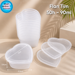 Hộp Nhựa - Tim Bánh Flan 90ml - Set 50