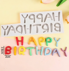 Khuôn Silicon - Chữ Lăn Happy Birthday