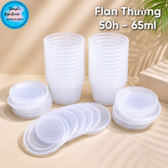 Hộp Nhựa - Tròn Bánh Flan Thường 65ml - Set 50
