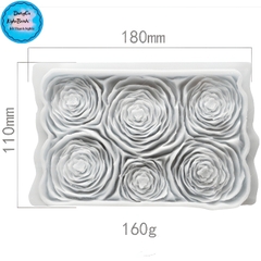 Khuôn Silicon - Viền Mảng Họa Tiết - Hoa Hồng 6c - 17x10cm