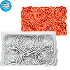 Khuôn Silicon - Viền Mảng Họa Tiết - Hoa Hồng 6c - 17x10cm