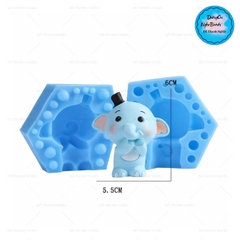 Khuôn Silicon Động Vật Con Voi 2 Mảnh Đội Nón 6cm