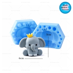 Khuôn Silicon Động Vật Con Voi 2 Mảnh Vương Miệng 5cm
