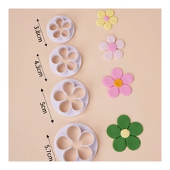 Vòng Ấn Cắt - Xôi Đậu Rau Cau - Set 4 Khuôn Cắt Cutter Hoa Mai