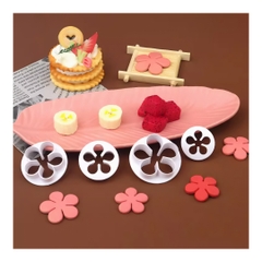 Vòng Ấn Cắt - Xôi Đậu Rau Cau - Set 4 Khuôn Cắt Cutter Hoa Mai