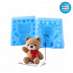 Khuôn Silicon - Động Vật - Gấu Nơ Đỏ 2 Mảnh 5.5cm
