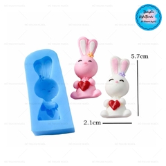 Khuôn Silicon - Động Vật - Con Thỏ Tim 5.7cm