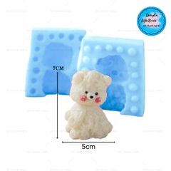 Khuôn Silicon Động Vật Con Chó Con Gấu Ngồi 2 Mảnh 7cm