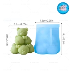 Khuôn Silicon - Động Vật - Mặt Gấu Xếp Chồng 7Cm