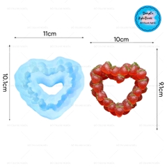 Khuôn Silicon - Trái Cây Berry - Vòng Trái Tim Dâu Tây 10cm