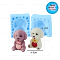 Khuôn Silicon Động Vật Con Chó Tim 2 Mảnh 6.5cm