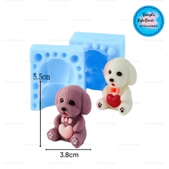 Khuôn Silicon Động Vật Con Chó Tim 2 Mảnh 5.5cm