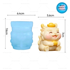 Khuôn Silicon - Động Vật - Tỳ Hưu Ôm Thỏi Vàng 7cm