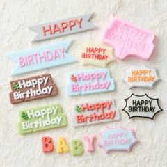 Khuôn Silicon - Chữ Happy - Lá 2c 5.8cm