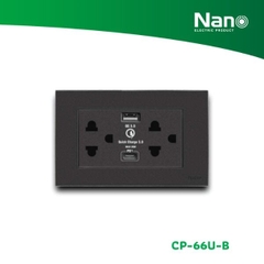 BỘ MẶT NHỰA + Ổ CẮM ĐÔI 3 + 1 CỔNG USB 1 CỔNG TYPE C CP-66UW