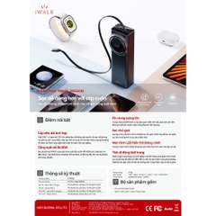 Sạc dự phòng iWALK LinkPod Reel 20000mAh – Sạc nhanh 65W – Cáp USB-C rút gọn – Sạc laptop