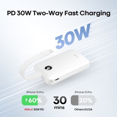 Sạc Dự Phòng 10000mAh - Nam Châm Không Dây 15W & Nhanh 30W PD, Có Cáp Type-C Màn Hình Led