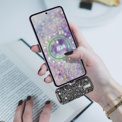Sạc Dự Phòng Lấp Lánh iWALK – 4500mAh, 2 Cổng Lightning & USB-C, Đính Đá Sang Trọng, Nhỏ Gọn Như Thỏi Son