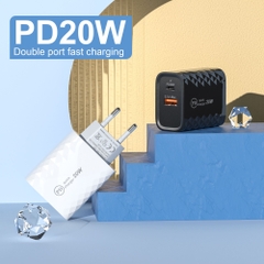 Củ Sạc Nhanh APD-999 20W – 2 Cổng USB & Type-C, Chuẩn PD QC 3.0, Dùng Cho I.P, S.S – JNDVINA