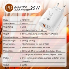 Củ Sạc Nhanh APD-999 25W – 2 Cổng USB & Type-C, Chuẩn PD QC 3.0, Dùng Mọi Thiết Bị – JNDVINA
