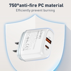 Củ Sạc Nhanh Q229 20W – 2 Cổng USB (PD + QC3.0), Kèm Dây USB-A to Type-C, Chân Cắm EU/US/UK