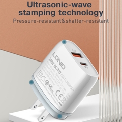 Củ Sạc Nhanh Q229 20W – 2 Cổng USB (PD + QC3.0), Kèm Dây USB-A to Type-C, Chân Cắm EU/US/UK