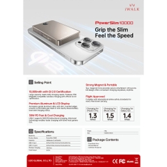 Sạc dự phòng iWALK PowerSlim 10000 10000mAh – Sạc không dây QI 2.0 – Từ tính MagSafe – Sạc nhanh 30W – LCD
