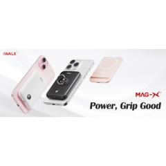 Sạc dự phòng iWALK PowerGrip Slim 5000mAh – Sạc không dây từ tính 15W – Siêu mỏng – LED hiển thị