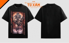 Áo thun hình xăm – Ganesha – unisex form rộng tay lỡ, cotton 100% 250gsm, in DTG siêu thoáng, tattoo art cao cấp, độc quyền Master Tú Đen