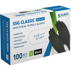 Găng tay y tế Nitrile SSGlove Đen 4.0g – Chuyên dụng Tattoo, Nhám đầu ngón & Độ bền cao