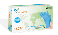 Găng tay Ezcare Nitrile Vietglove – Găng tay cao su y tế không bột, màu đen, chống hóa chất, bảo vệ tay khi xăm và vệ sinh studio