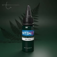 Mực xăm Intenze 1oz Dark Green – xanh lá đậm, blend khối sâu, bền màu chuẩn Mỹ cho tattoo tả thực & Japanese