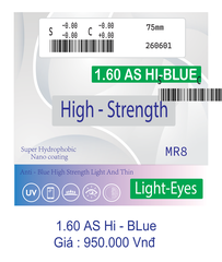 Tròng kính Light Eyes 1.60 Hi - Blue