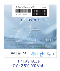 Tròng kính Light Eyes 1.71 AS Blue