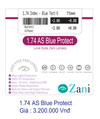 Tròng kính Zani 1.74 Blue Protect